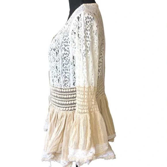 Boho flared multi lace cardigan Bohemian People Chloe Laetitia Paris - Picture 3 of 13